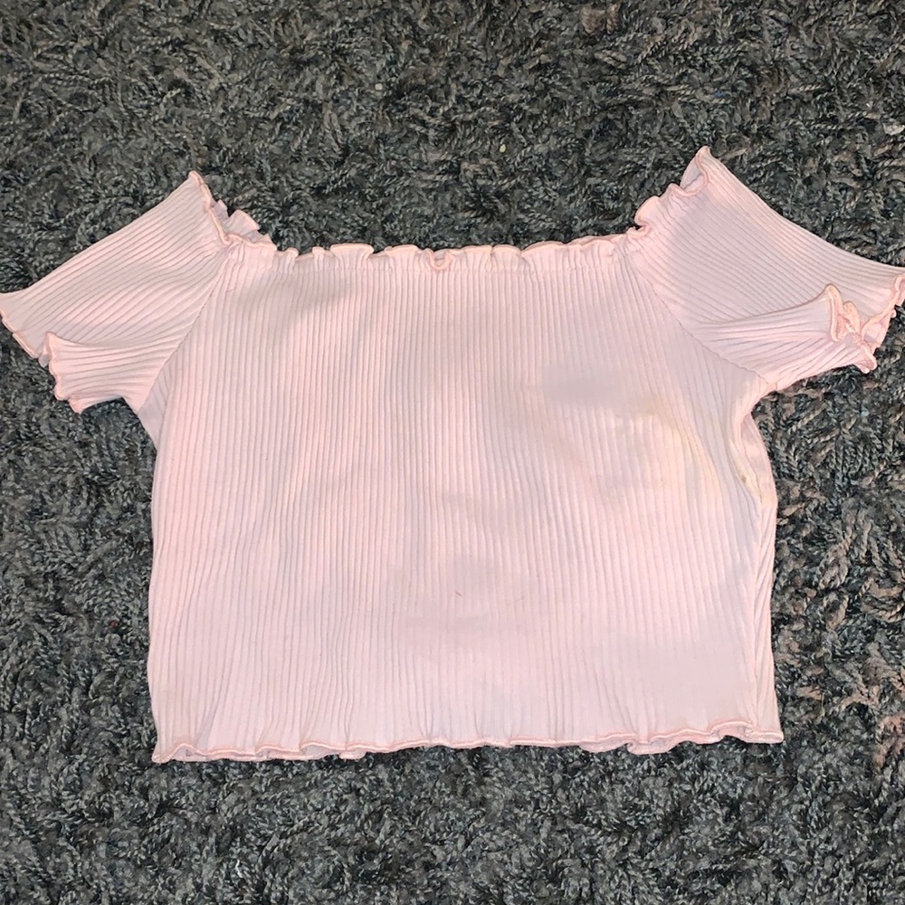 Pink off shoulder crop top